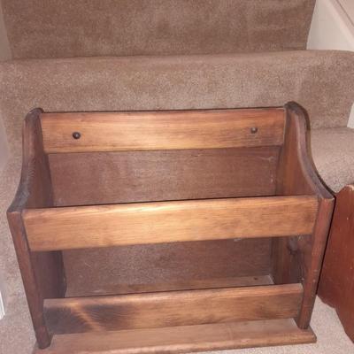 Wooden Magazine / yarn rack and Wooden sewing box