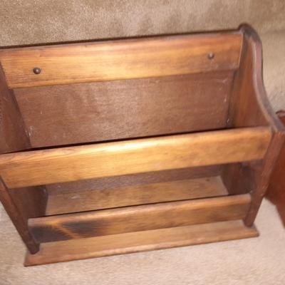 Wooden Magazine / yarn rack and Wooden sewing box