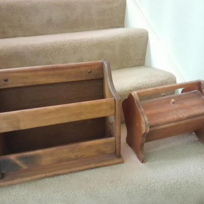 Wooden Magazine / yarn rack and Wooden sewing box