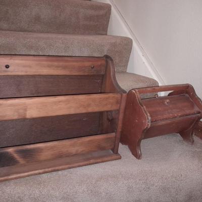 Wooden Magazine / yarn rack and Wooden sewing box