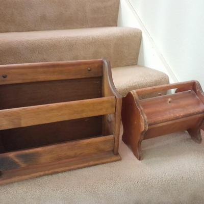Wooden Magazine / yarn rack and Wooden sewing box