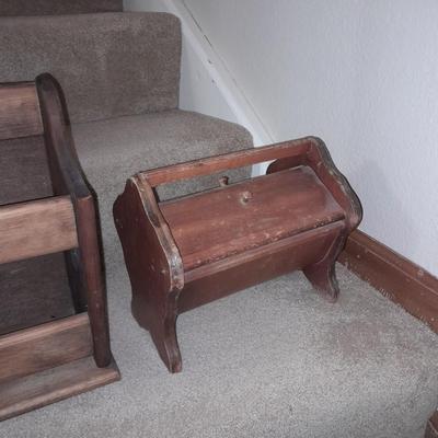 Wooden Magazine / yarn rack and Wooden sewing box