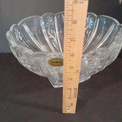 Block Crystal bowl 24% full lead crystal made in Czech Republic and vase with fake flowers
