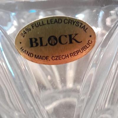 Block Crystal bowl 24% full lead crystal made in Czech Republic and vase with fake flowers