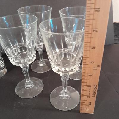 Two red Lobster glasses and stemware wine glasses