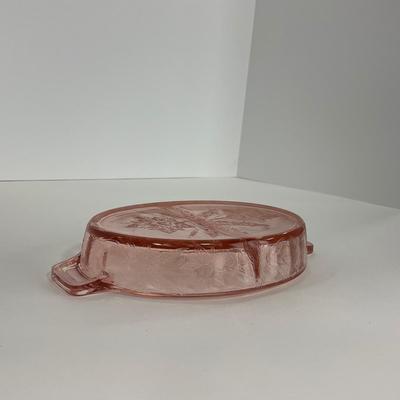 -161- URANIUM | Floral â€œPoinsettiaâ€ Jeanette Glass Co. | Divided Dish & Shaker