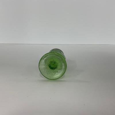 -161- URANIUM | Floral â€œPoinsettiaâ€ Jeanette Glass Co. | Divided Dish & Shaker