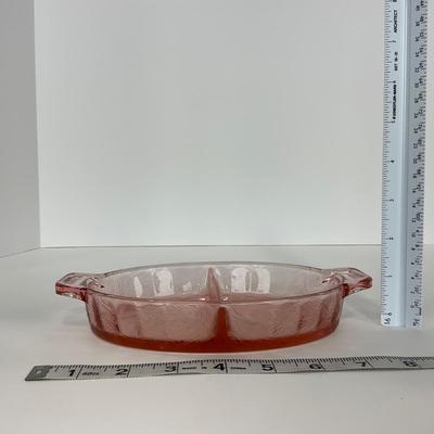 -161- URANIUM | Floral â€œPoinsettiaâ€ Jeanette Glass Co. | Divided Dish & Shaker