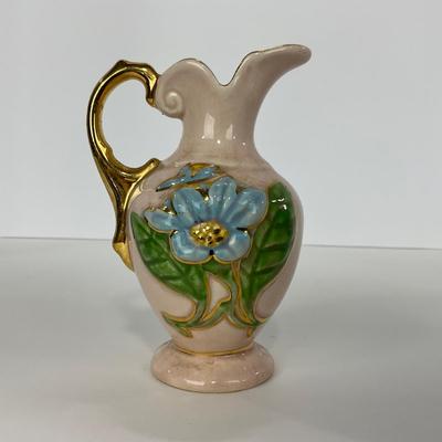 -164- POTTERY | Hull Pottery Floral Vase Gold Inlay