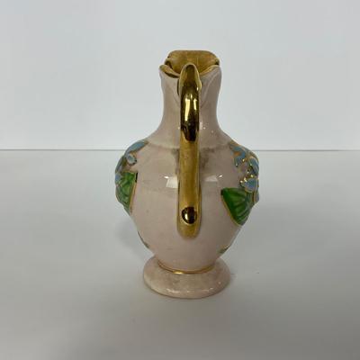 -164- POTTERY | Hull Pottery Floral Vase Gold Inlay