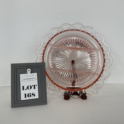 -168- GLASSWARE | Pink Old Colony Hocking Glass Co. | Divided Relish