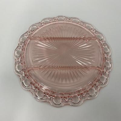 -168- GLASSWARE | Pink Old Colony Hocking Glass Co. | Divided Relish