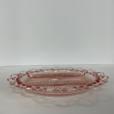 -168- GLASSWARE | Pink Old Colony Hocking Glass Co. | Divided Relish