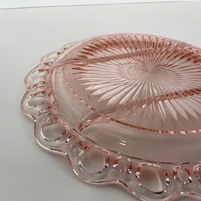 -168- GLASSWARE | Pink Old Colony Hocking Glass Co. | Divided Relish