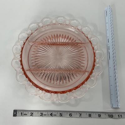 -168- GLASSWARE | Pink Old Colony Hocking Glass Co. | Divided Relish