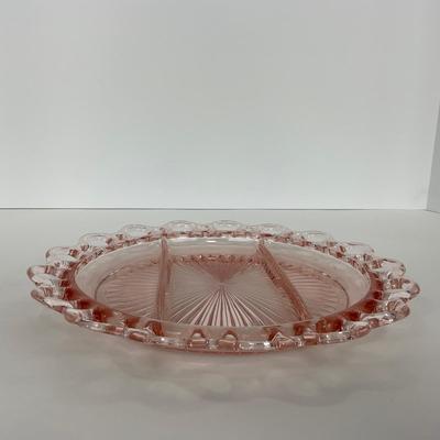-168- GLASSWARE | Pink Old Colony Hocking Glass Co. | Divided Relish