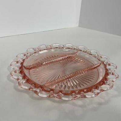 -168- GLASSWARE | Pink Old Colony Hocking Glass Co. | Divided Relish