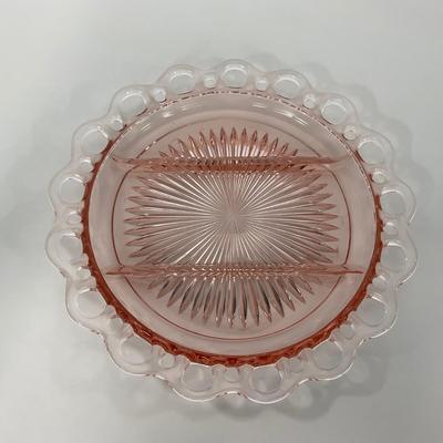 -168- GLASSWARE | Pink Old Colony Hocking Glass Co. | Divided Relish