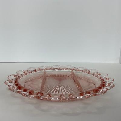 -168- GLASSWARE | Pink Old Colony Hocking Glass Co. | Divided Relish