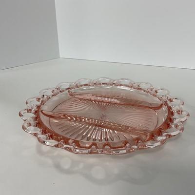 -168- GLASSWARE | Pink Old Colony Hocking Glass Co. | Divided Relish