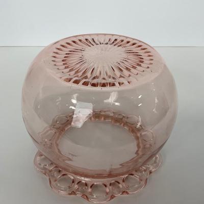 -169- GLASSWARE | Pink Old Colony Hocking Glass Co. | Cookie Jar Rose Bowl & Dish