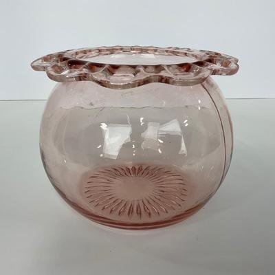 -169- GLASSWARE | Pink Old Colony Hocking Glass Co. | Cookie Jar Rose Bowl & Dish