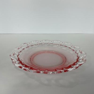 -169- GLASSWARE | Pink Old Colony Hocking Glass Co. | Cookie Jar Rose Bowl & Dish