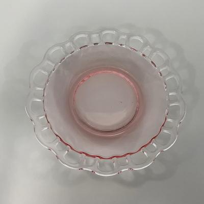 -169- GLASSWARE | Pink Old Colony Hocking Glass Co. | Cookie Jar Rose Bowl & Dish