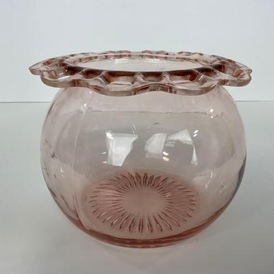 -169- GLASSWARE | Pink Old Colony Hocking Glass Co. | Cookie Jar Rose Bowl & Dish