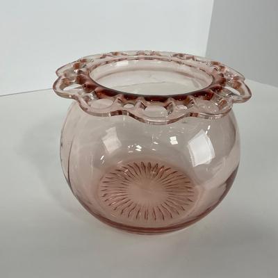 -169- GLASSWARE | Pink Old Colony Hocking Glass Co. | Cookie Jar Rose Bowl & Dish