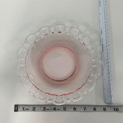 -169- GLASSWARE | Pink Old Colony Hocking Glass Co. | Cookie Jar Rose Bowl & Dish