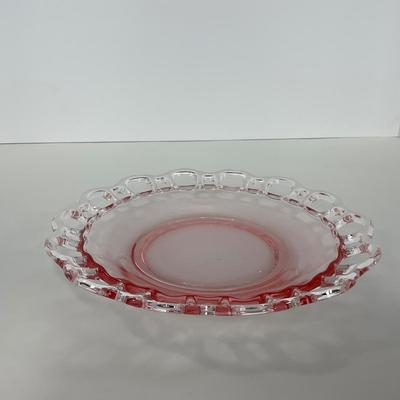 -169- GLASSWARE | Pink Old Colony Hocking Glass Co. | Cookie Jar Rose Bowl & Dish