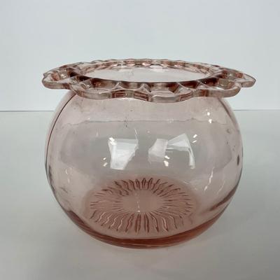 -169- GLASSWARE | Pink Old Colony Hocking Glass Co. | Cookie Jar Rose Bowl & Dish