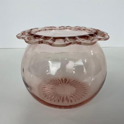 -169- GLASSWARE | Pink Old Colony Hocking Glass Co. | Cookie Jar Rose Bowl & Dish