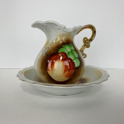 -170- POTTERY | Japan Fruits Decorative Pitcher & Bowl