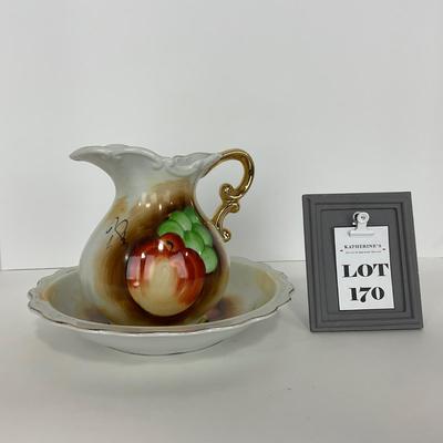 -170- POTTERY | Japan Fruits Decorative Pitcher & Bowl