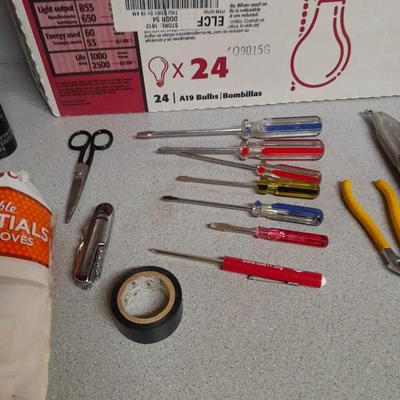 Home repair, Flashlights, small tools, lightbulbs and more