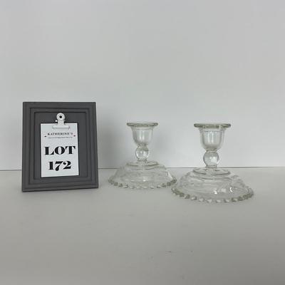 -172- GLASSWARE | Candlewick Imperial Glass Co. | Etched Candlesticks