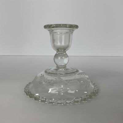 -172- GLASSWARE | Candlewick Imperial Glass Co. | Etched Candlesticks