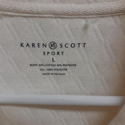 Women's sleeveless tops and a white vest L & XL Eddie Bauer, Karen Scott, Investments and more