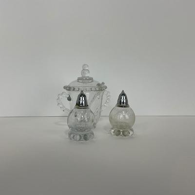 -173- GLASSWARE | Candlewick Imperial Glass Co. | Lidded Sugar & Shakers