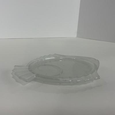 -179- GLASSWARE | Vintage Frosted Glass Fish Snack Appetizer Plates