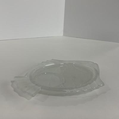 -179- GLASSWARE | Vintage Frosted Glass Fish Snack Appetizer Plates