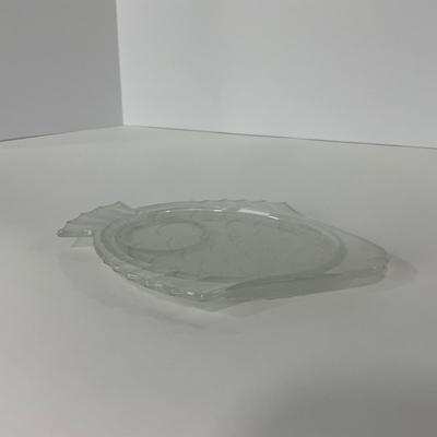 -179- GLASSWARE | Vintage Frosted Glass Fish Snack Appetizer Plates