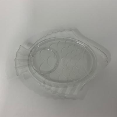 -179- GLASSWARE | Vintage Frosted Glass Fish Snack Appetizer Plates