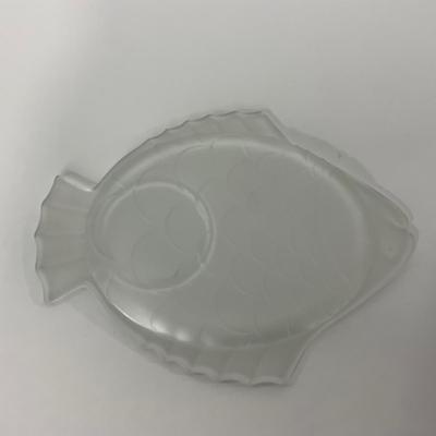 -179- GLASSWARE | Vintage Frosted Glass Fish Snack Appetizer Plates