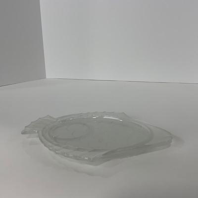 -179- GLASSWARE | Vintage Frosted Glass Fish Snack Appetizer Plates