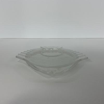 -179- GLASSWARE | Vintage Frosted Glass Fish Snack Appetizer Plates