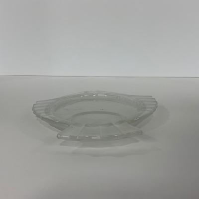-179- GLASSWARE | Vintage Frosted Glass Fish Snack Appetizer Plates