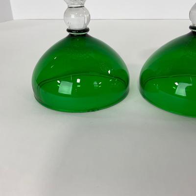 -180- GLASSWARE | Forest Green Anchor Hocking | Bubble Foot Sherbet Glass Boopies